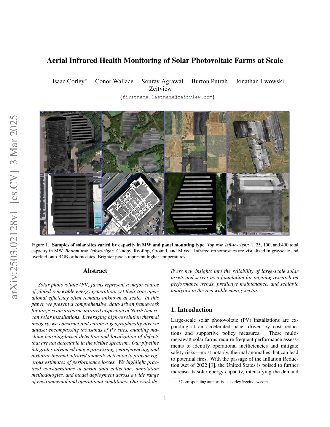 First page of Aerial Infrared Health Monitoring of Solar Photovoltaic Farms at Scale