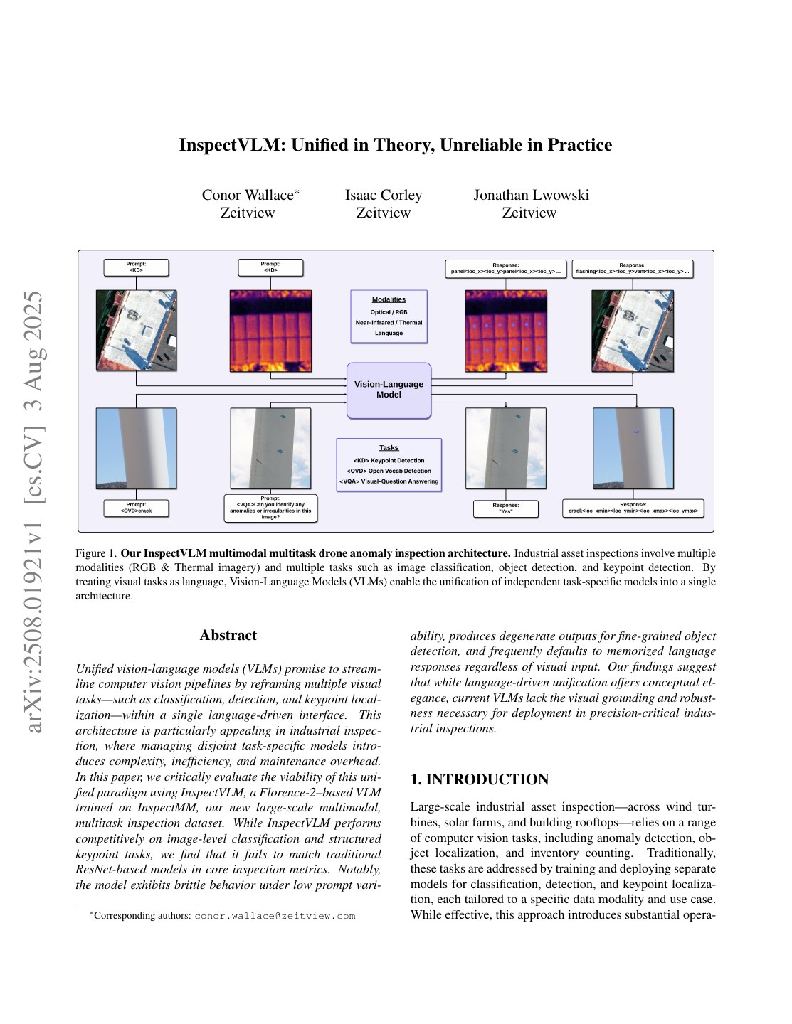 First page of InspectVLM: Unified in Theory, Unreliable in Practice