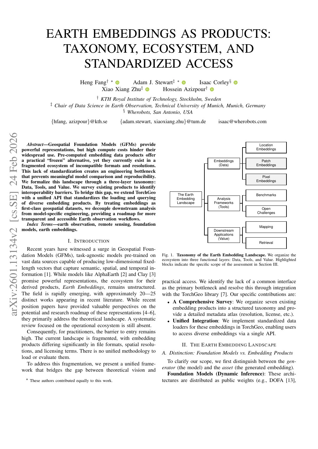 First page of Earth Embeddings as Products: Taxonomy, Ecosystem, and Standardized Access