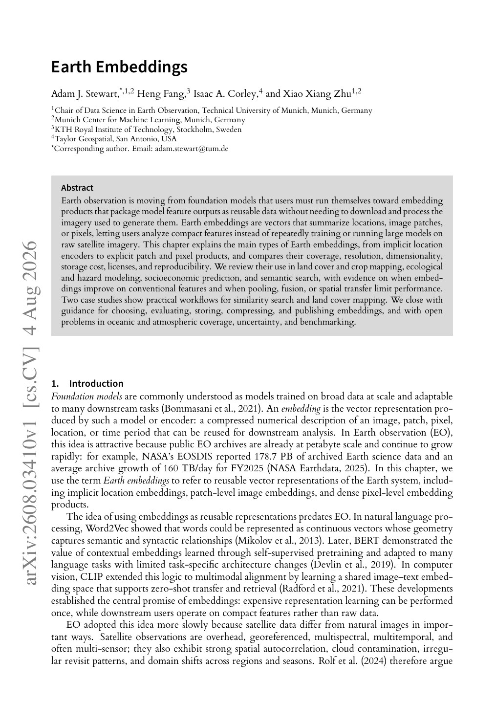 First page of Earth Embeddings