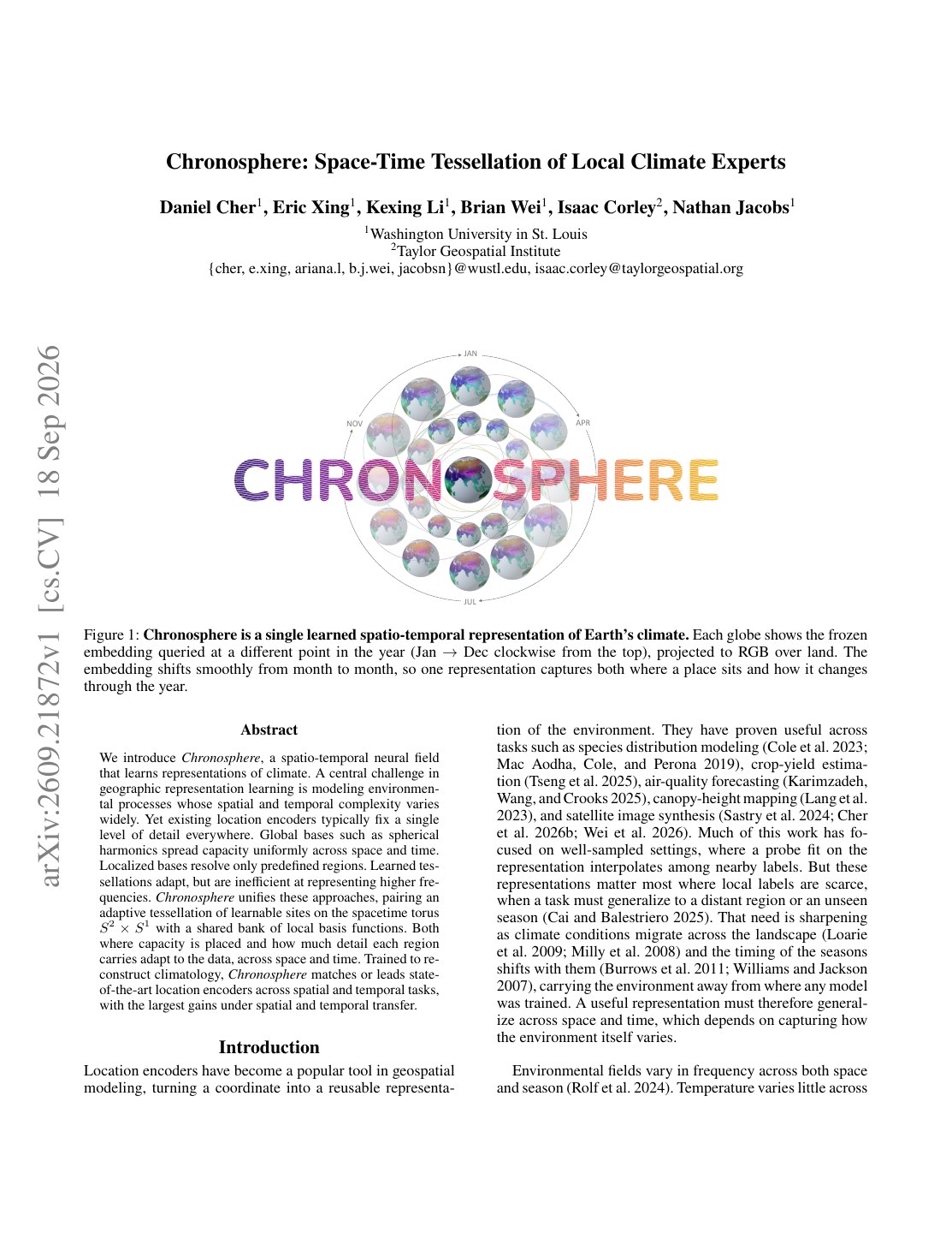 First page of Chronosphere: Space-Time Tessellation of Local Climate Experts