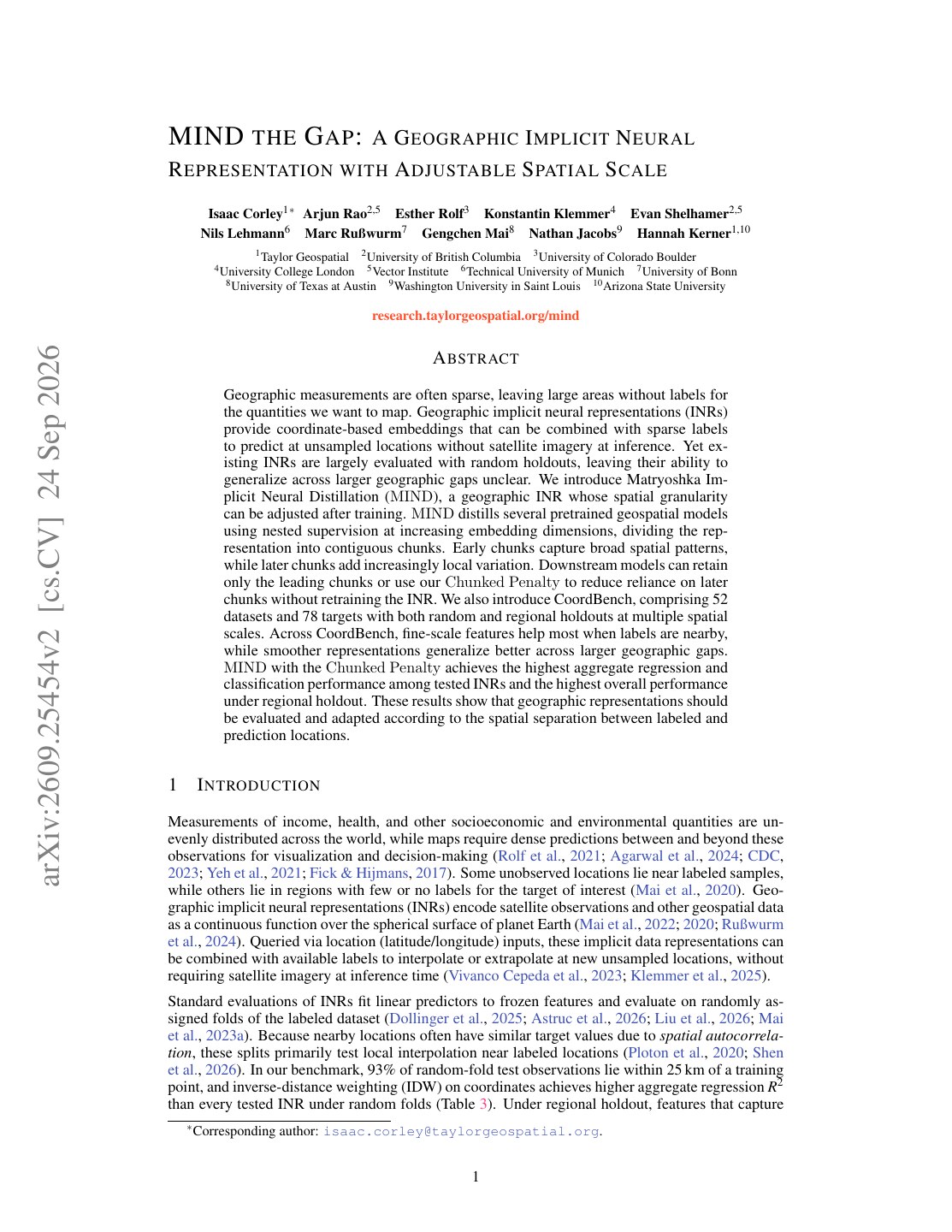 First page of MIND the Gap: A Geographic Implicit Neural Representation with Adjustable Spatial Scale